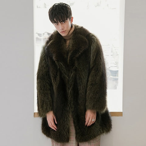 Winter Real Fur Coat Men Long Natural Raccoon Fur Jacket Warm Luxury Coat Men Overcoat Winter Fur Jackets 18150-2 KJ3441