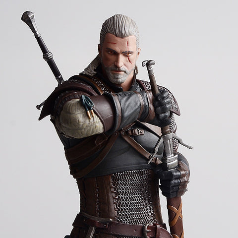 25cm Wicher 3 Wild Hunt Geralt Of Rivia PVC Collective Action Figure Dark Horse Deluxe Keychain Model Toy