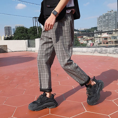 LAPPSTER Streetwear Yellow Plaid Pants Men Joggers 2019 Man Casual Straight Harem Pants Men Korean Hip Hop Track Pants Plus Size