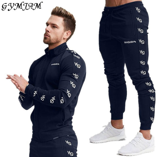 Ropa Deportiva de algodón para hombres, ropa informal para exterior, ropa para hombres, pantalones de chaqueta de fitness de moda para correr