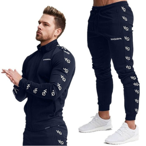 Ropa Deportiva de algodón para hombres, ropa informal para exterior, ropa para hombres, pantalones de chaqueta de fitness de moda para correr