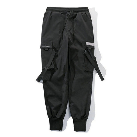 2019 Hip Hop garçon multi-poches taille élastique conception Harem pantalon hommes Streetwear Punk pantalon décontracté survêtement mâle danse noir pantalon