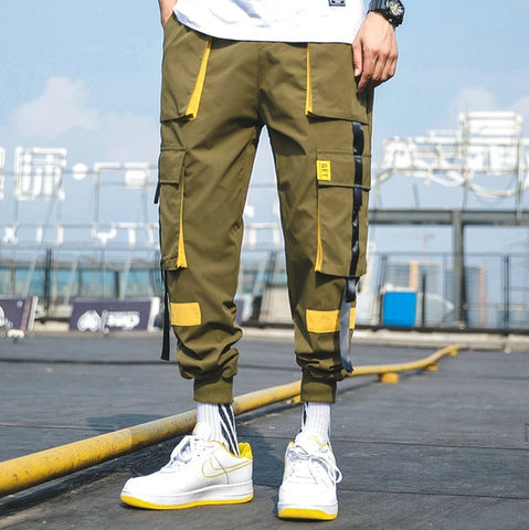 2019 Hip Hop garçon multi-poches taille élastique conception Harem pantalon hommes Streetwear Punk pantalon décontracté survêtement mâle danse noir pantalon