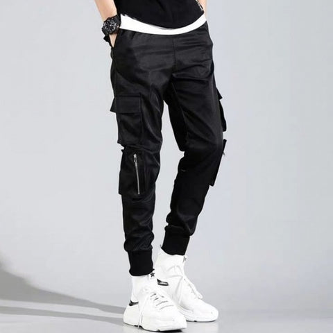 2019 Hip Hop garçon multi-poches taille élastique conception Harem pantalon hommes Streetwear Punk pantalon décontracté survêtement mâle danse noir pantalon