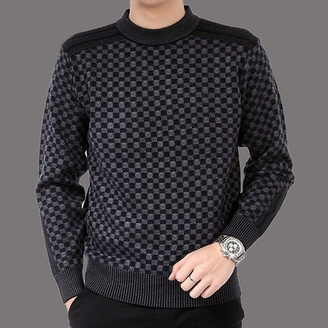 Sweater Mens Winter Thick Warm Cashmere Turtleneck Men Knitted Plaid Sweaters Slim Fit Pullover Pull Homme Classic Wool Knitwear