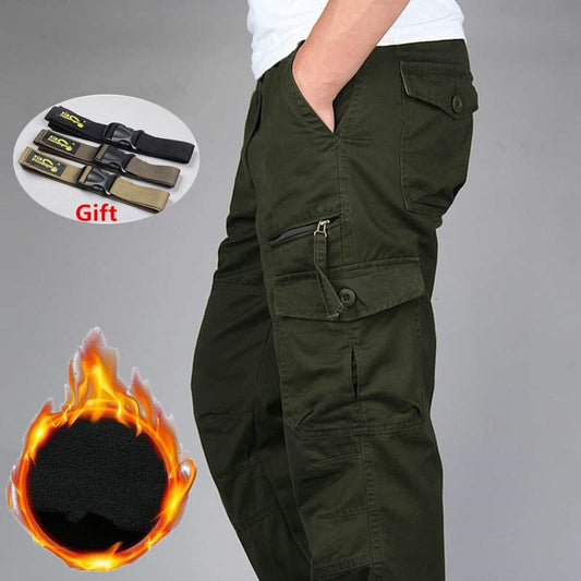 Men's Winter Warm Thick Pants Double Layer Fleece Military Army Camouflage Tactical Cotton Long Trousers Men Baggy Cargo Pants