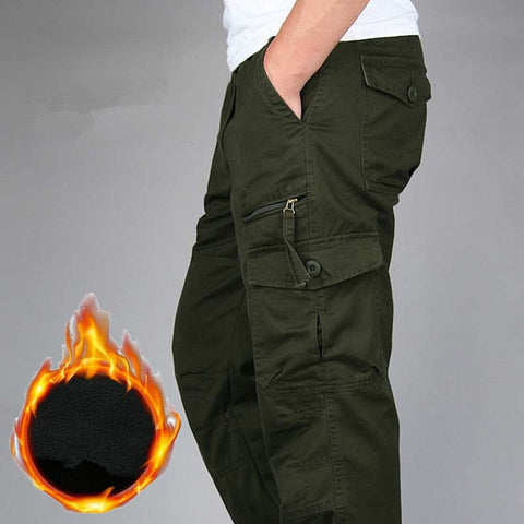 Men's Winter Warm Thick Pants Double Layer Fleece Military Army Camouflage Tactical Cotton Long Trousers Men Baggy Cargo Pants