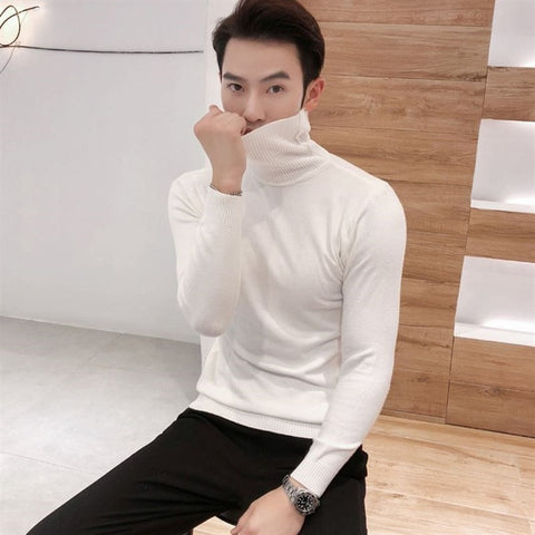 2019 Winter New Men's Turtleneck Sweaters Black Sexy Brand Knitted Pullovers Men Solid Color Casual Male Sweater Autumn Knitwear