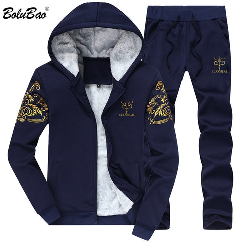 BOLUBAO Tracksuits Men Sweatshirt Sporting Sets Winter Jacket + Pants Casual Clothing Men's Track Suit Sportswear Coat