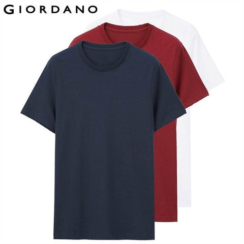 Giordano Men T Shirt Cotton Short Sleeve 3-pack Tshirt Solid Tee Summer Beathable Male Tops Clothing Camiseta Masculina 01245504