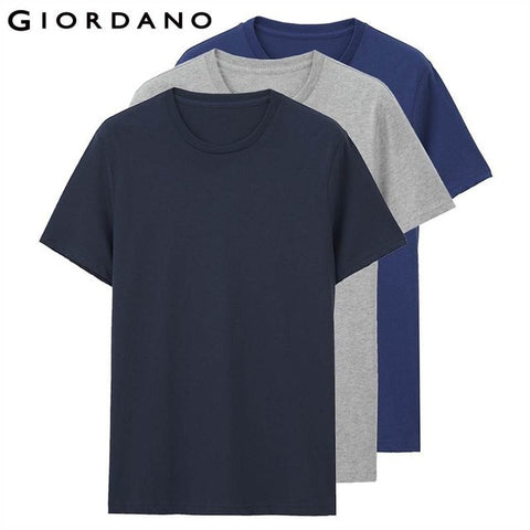 Giordano Men T Shirt Cotton Short Sleeve 3-pack Tshirt Solid Tee Summer Beathable Male Tops Clothing Camiseta Masculina 01245504