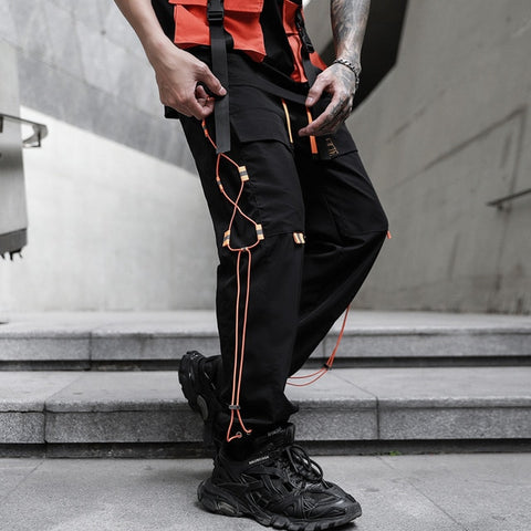 Men Multi-pocket Elastic Waist Harem Pant Men Streetwear Punk Hip Hop Casual Trousers Joggers Male Pants 2020 New Dropshipping