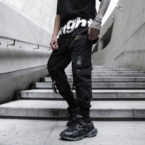 Men Multi-pocket Elastic Waist Harem Pant Men Streetwear Punk Hip Hop Casual Trousers Joggers Male Pants 2020 New Dropshipping