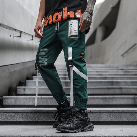 Men Multi-pocket Elastic Waist Harem Pant Men Streetwear Punk Hip Hop Casual Trousers Joggers Male Pants 2020 New Dropshipping