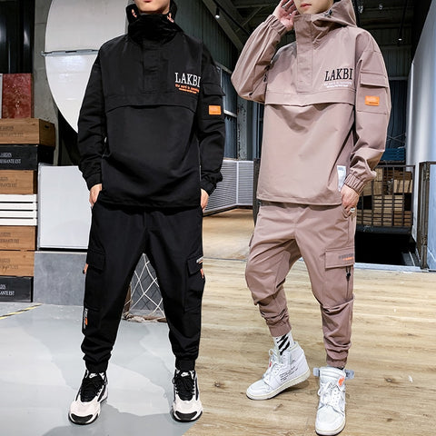 2020 Workwear jacket men's Hooded Jacket+Pants 2PC Sets  baseball  loose Pullover coat & Long Pants Mens Clothing