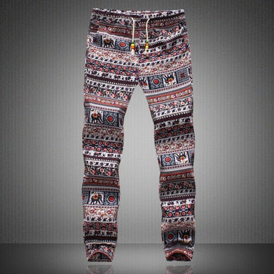 2020 New Fashion Summer Spring Autumn Men Floral Print Joggers Male Casual Summer Pants Mens Sweatpants Linen Pants Men Trouser