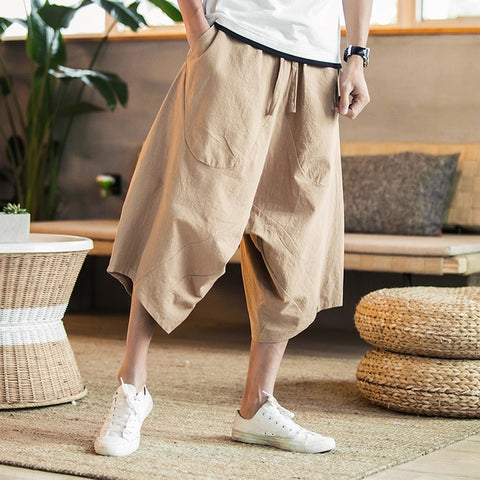 Dropshipping Men Harajuku Harem Pants 2020 Mens Summer Cotton Linen Joggers Pants Male Vintage Chinese Style Sweatpants Fashions