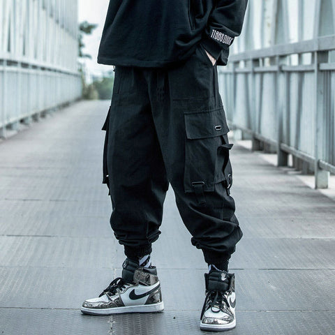 Black Cargo Pants Men Hip Hop 2020 Pants Mens Autumn Harem Pant Streetwear Harajuku Jogger Sweatpant Cotton Trousers Male Pants