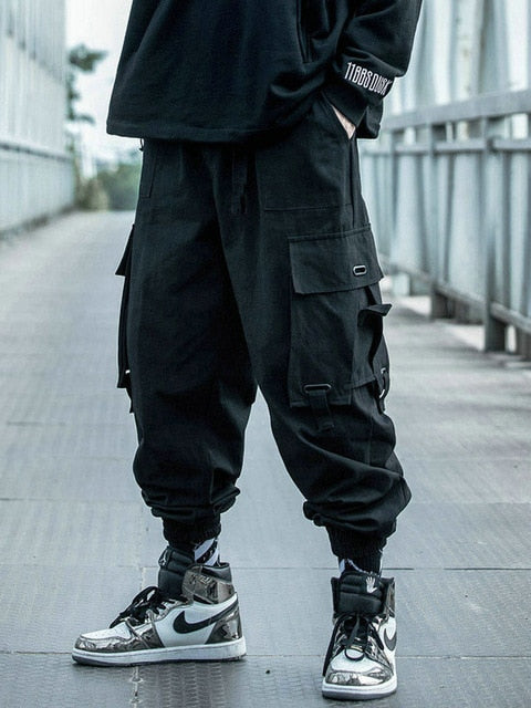 Black Cargo Pants Men Hip Hop 2020 Pants Mens Autumn Harem Pant Streetwear Harajuku Jogger Sweatpant Cotton Trousers Male Pants