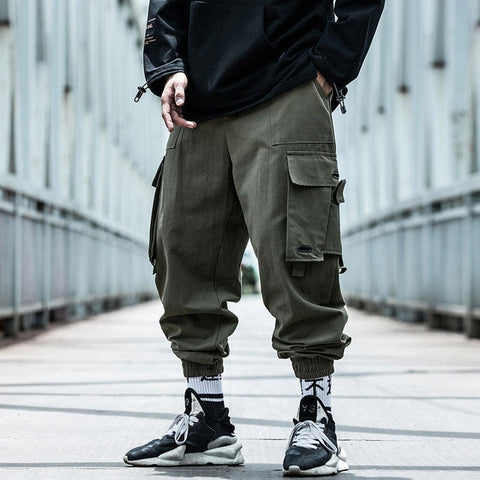 Black Cargo Pants Men Hip Hop 2020 Pants Mens Autumn Harem Pant Streetwear Harajuku Jogger Sweatpant Cotton Trousers Male Pants