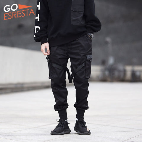 Black Hip Hop Cargo Pants Men Streetwear Fashion Cotton Joggers Sweatpants Casual Harem Trousers Summer Harajuku Tide Clothing