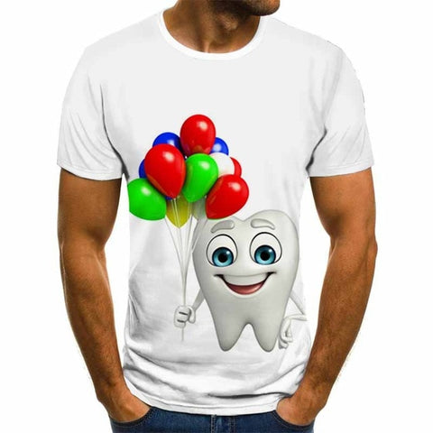 Funny cartoon men's T-shirt summer fashion top 3D round neck short sleeve cute wind casual shirt T-shirt