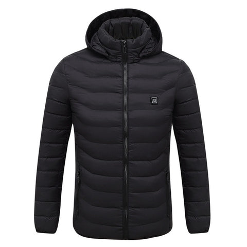 2020 NEW Men Heated Jackets Outdoor Coat USB Electric Battery Long Sleeves Heating Hooded Jackets Warm Winter Thermal Clothing