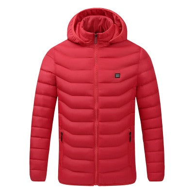 2020 NEW Men Heated Jackets Outdoor Coat USB Electric Battery Long Sleeves Heating Hooded Jackets Warm Winter Thermal Clothing