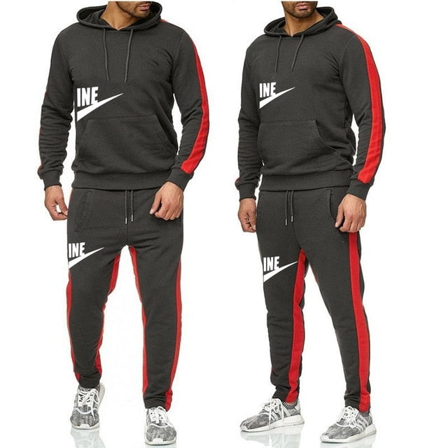 The New Men's hoodie sports suit  cotton  polyester drawstring sportswear trend fashion Autumn And Winter pullover suit