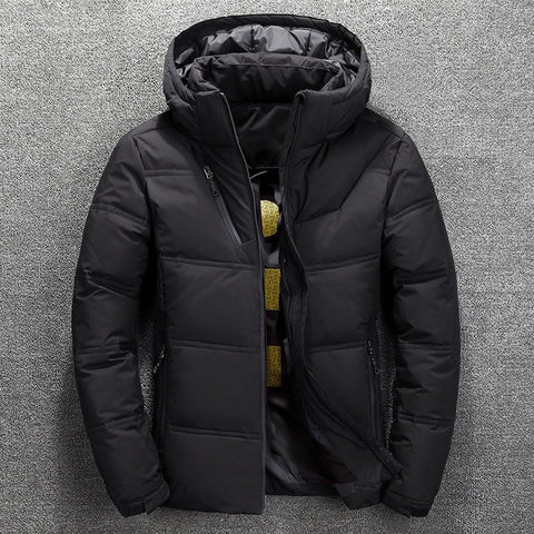 FGKKS Quality Brand Men Down Jacket Slim Thick Warm Solid Color Hooded Coats Fashion Casual Down Jackets Male