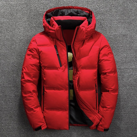 FGKKS Quality Brand Men Down Jacket Slim Thick Warm Solid Color Hooded Coats Fashion Casual Down Jackets Male