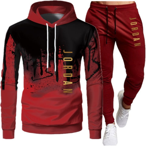 Sets Tracksuit Men Autumn Winter Hooded Sweatshirt Drawstring Outfit Sportswear 2020 Male Suit Pullover Two Piece Set Casual