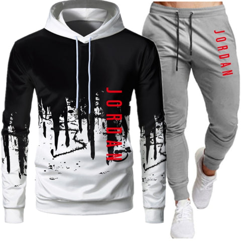 Sets Tracksuit Men Autumn Winter Hooded Sweatshirt Drawstring Outfit Sportswear 2020 Male Suit Pullover Two Piece Set Casual