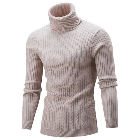 Winter Warm Turtleneck Sweater Men Vintage Tricot Pull Homme Casual Pullovers Male Outwear Slim Knitted Sweater Solid Jumper