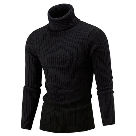 Winter Warm Turtleneck Sweater Men Vintage Tricot Pull Homme Casual Pullovers Male Outwear Slim Knitted Sweater Solid Jumper