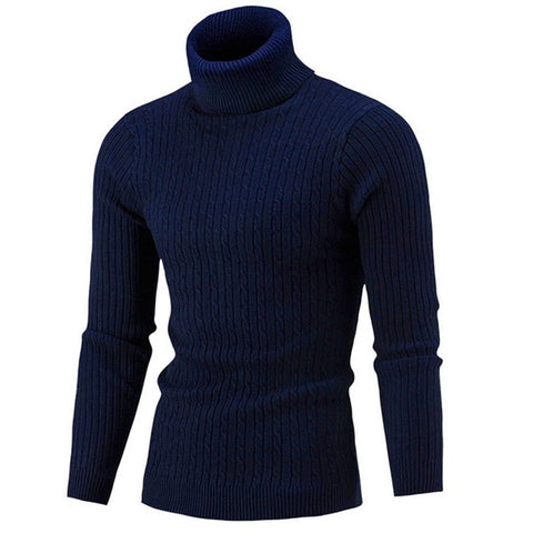 Winter Warm Turtleneck Sweater Men Vintage Tricot Pull Homme Casual Pullovers Male Outwear Slim Knitted Sweater Solid Jumper