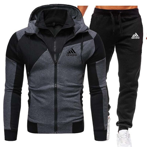 New Winter Men's Clothing Men Sets Printing Hoodie Set Fleece Zipper Sweatshirt Casual Sport Sweatpants Mens Tracksuits 2020