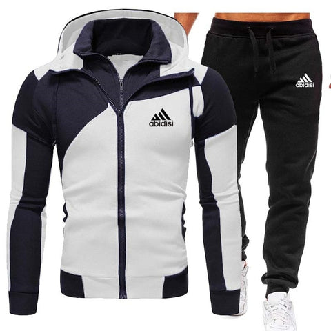 New Winter Men's Clothing Men Sets Printing Hoodie Set Fleece Zipper Sweatshirt Casual Sport Sweatpants Mens Tracksuits 2020