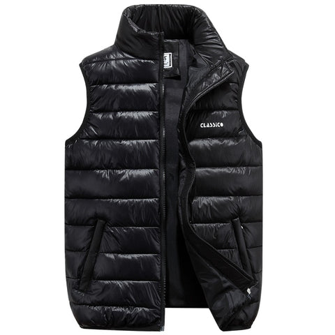 Winter Men's Sleeveless Jacket Big Sizes Black Vest Autumn Casual Warm Thick Coats Male Cotton-Padded Work Men Waistcoat Vest