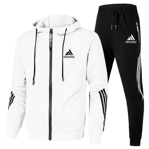 2020 spring and autumn brand fashion men's two-piece striped sportswear men's hooded top outdoor sports pants track suit suit