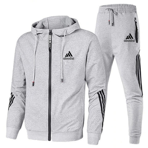 2020 spring and autumn brand fashion men's two-piece striped sportswear men's hooded top outdoor sports pants track suit suit