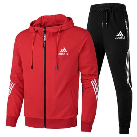 2020 spring and autumn brand fashion men's two-piece striped sportswear men's hooded top outdoor sports pants track suit suit