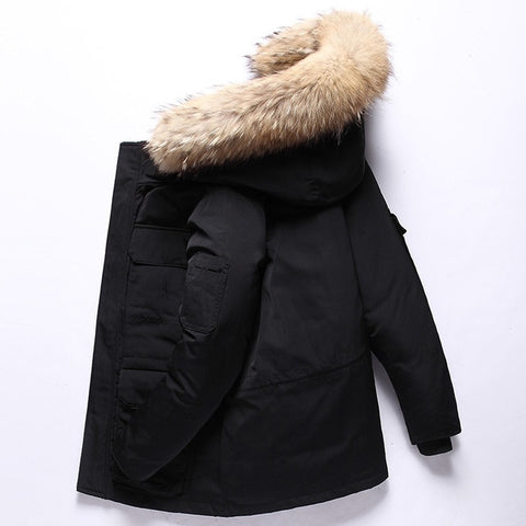 Dropshipping Winter Jacket Men White Duck Down Parkas Windproof Fur Hooded Collar Thicken Coat Thick Warm Down Jacket Male S-3XL