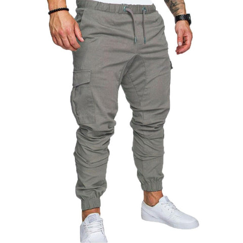 Men Safari Cargo thin Pants  Joggers Sweatpants Casual Male Sportswear Solid Multi-pocket Cargo Trousers Hip Hop Harem Slim Fit