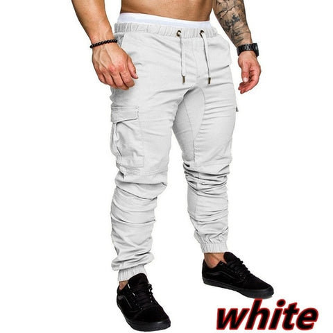 Men Safari Cargo thin Pants  Joggers Sweatpants Casual Male Sportswear Solid Multi-pocket Cargo Trousers Hip Hop Harem Slim Fit