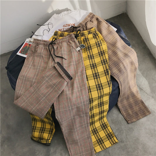 Privathinker Men Women Korean Black Plaid Casual Pants 2020 Mens Streetwear Harem Pants Male Checkered Trousers Plus Size