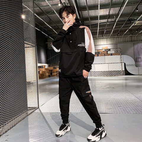 2020 Workwear jacket men's Hooded Jacket+Pants 2PC Sets  baseball  loose Pullover coat & Long Pants Mens Clothing