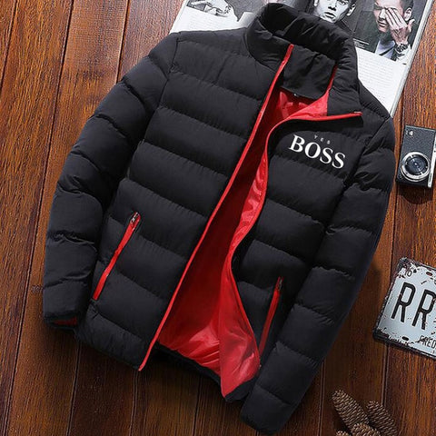 YES BOSS Print Winter Jacket Men Thick Warm Jacket Slim Casual Hooded Male Parka Jacket Men Cotton Thick Parka Jacket