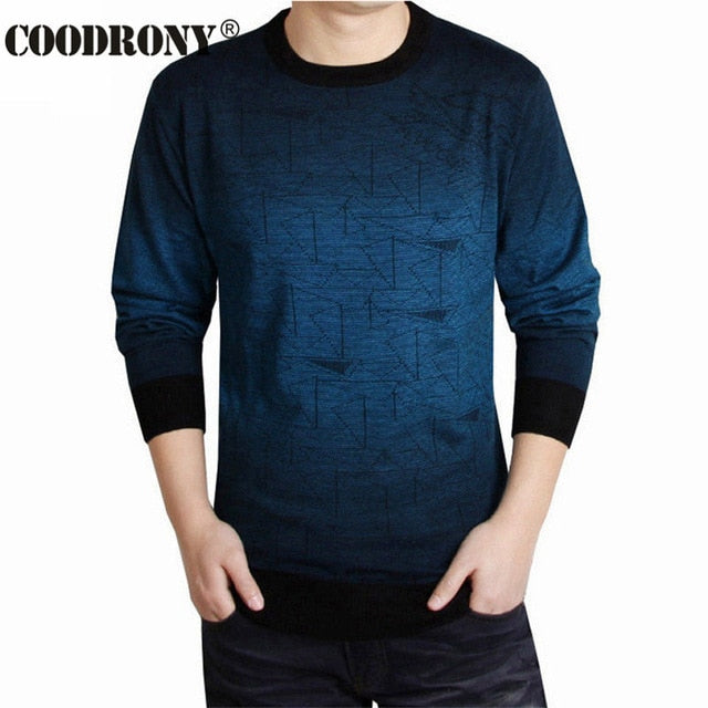 COODRONY Knitwear Pullover Sweater Men Brand Clothing Mens Sweaters Print Casual Shirt Spring Autumn Cotton O-Neck Pull Homme