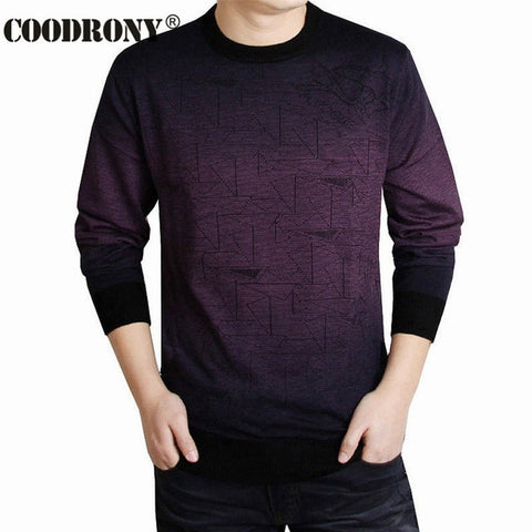 COODRONY Knitwear Pullover Sweater Men Brand Clothing Mens Sweaters Print Casual Shirt Spring Autumn Cotton O-Neck Pull Homme